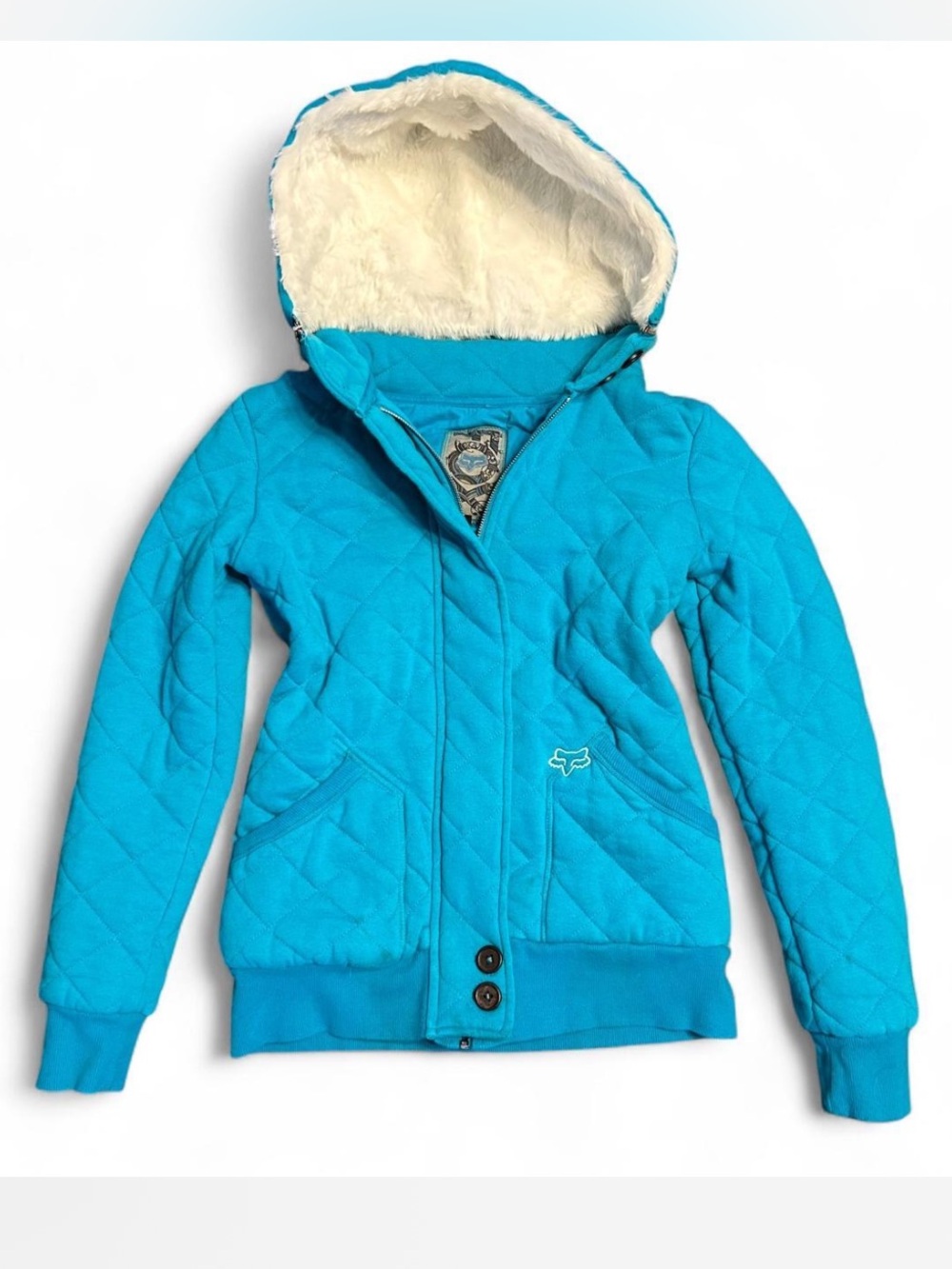 Fox Kids' Quilted Teal Hooded Jacket